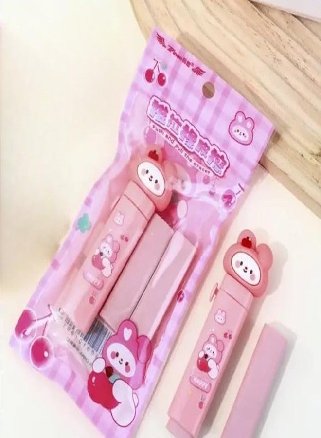 KALRA MAGIC® Girl Push Eraser for Kids Cute Retractable Eraser Stationery Fancy Erasers for School & Birthday Return Gifts (Pack 1 Random Color Will Be Dispatch) - Image 1
